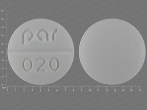 White Round pill with imprint Par;020 — Isosorbide dinitrate Isosorbide dinitrate 5 mg; (view 2)