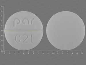 White Round pill with imprint Par;021 — Isosorbide dinitrate Isosorbide dinitrate 10 mg; (view 3)