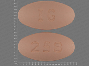 Brown Oval pill with imprint IG;258 — Nabumetone 750 mg (view 5)