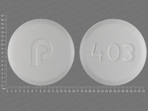 White Round pill with imprint P;403 — Risperidone Risperidone 4 mg; (view 2)