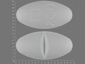 White Oval pill with imprint m;200 — Metoprolol succinate Metoprolol succinate 200 mg; (view 2)