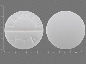 White Round pill with imprint LANOXIN;X3A — Digoxin Digoxin 0.25 mg; (view 2)
