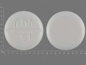 White Round pill with imprint Par;701 — Clomiphene citrate Clomiphene citrate 50 mg; (view 2)