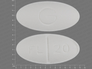 White Oval pill with imprint FL;20;G — Fluoxetine 20 mg (view 2)
