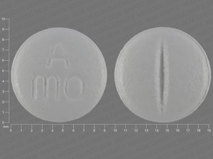 White Round pill with imprint A;mo — Metoprolol succinate 50 mg (view 2)