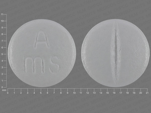 White Round pill with imprint A;ms — Metoprolol succinate 100 mg (view 2)