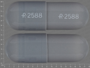 Gray Capsule pill with imprint R;2588;R;2588 — Diltiazem hydrochloride 120 mg (view 2)