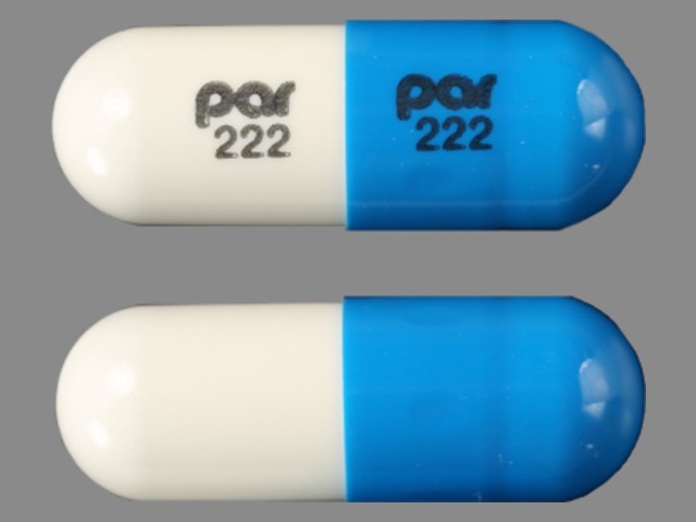 Blue;white Capsule pill with imprint Par;222 — Doxepin hydrochloride Doxepin hydrochloride 150 mg; (view 2)