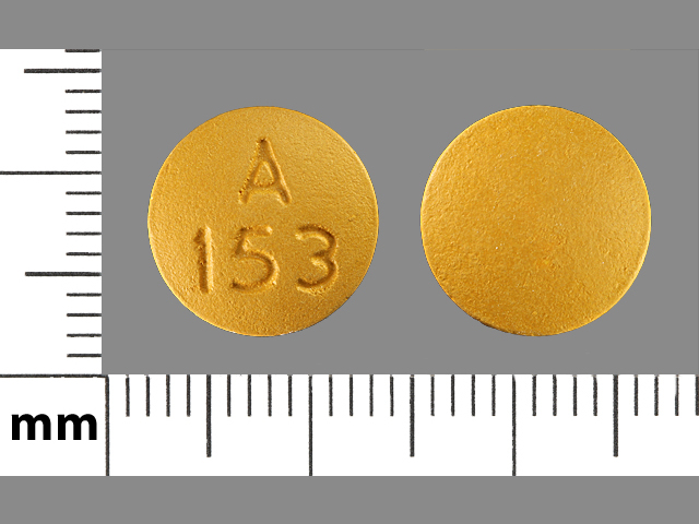Yellow Round pill with imprint A;153 — Nifedipine Nifedipine 30 mg (view 2)