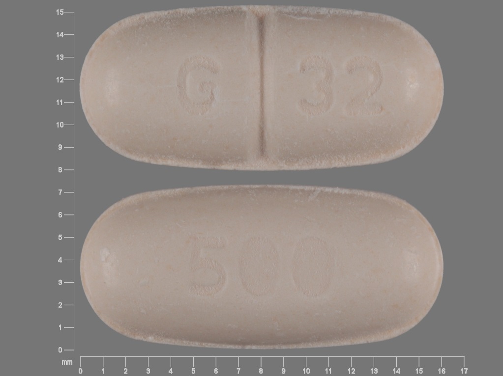 Orange Capsule pill with imprint G;32;500 — Naproxen Naproxen 500 mg; (view 2)