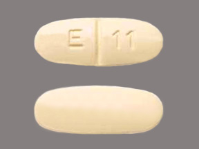 Yellow Oval pill with imprint E;11 — Levetiracetam Levetiracetam 500 mg; (view 3)