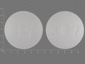 White Round pill with imprint TV;307 — Hydroxyzine hydrochloride Hydroxyzine hydrochloride 10 mg; (view 2)