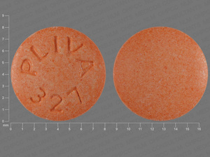 Orange Round pill with imprint PLIVA;327 — Hydralazine hydrochloride 25 mg (view 3)