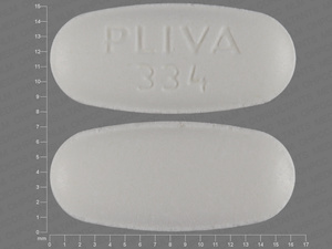 White Oval pill with imprint PLIVA;334 — Metronidazole Metronidazole 500 mg; (view 2)