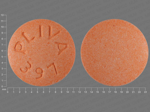 Orange Round pill with imprint PLIVA;397 — Hydralazine hydrochloride Hydralazine hydrochloride 100 mg; (view 2)