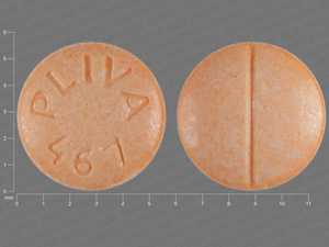 Orange Round pill with imprint PLIVA;467 — Propranolol hydrochloride Propranolol hydrochloride 10 mg; (view 2)