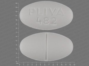 White Oval pill with imprint PLIVA;482 — Theophylline Theophylline anhydrous 200 mg; (view 2)