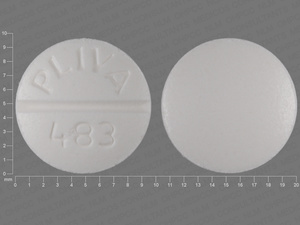 White Round pill with imprint PLIVA;483 — Theophylline Theophylline anhydrous 100 mg; (view 2)