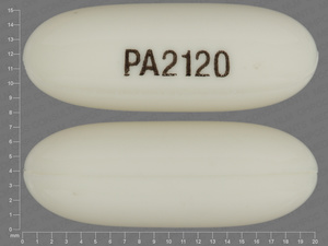 White Oval pill with imprint PA2120 — Valproic acid Valproic acid 250 mg; (view 2)