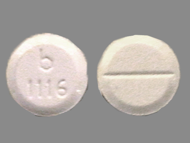 White Round pill with imprint b;1116 — Benztropine mesylate 2 mg (view 2)