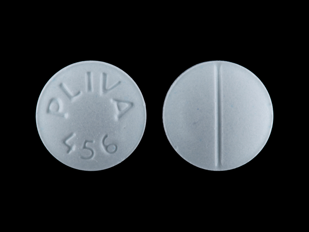 Blue Round pill with imprint PLIVA;456 — Oxybutynin chloride Oxybutynin chloride 5 mg; (view 2)