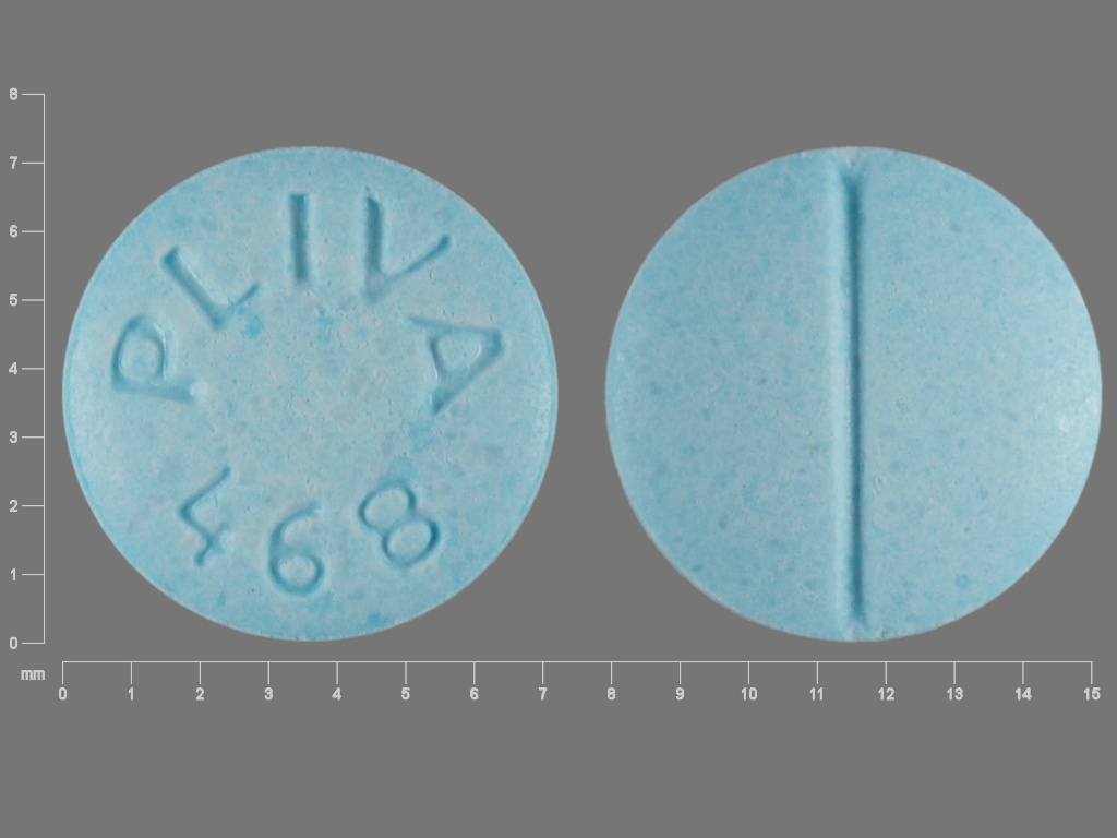 Blue Round pill with imprint PLIVA;468 — Propranolol hydrochloride 20 mg (view 2)