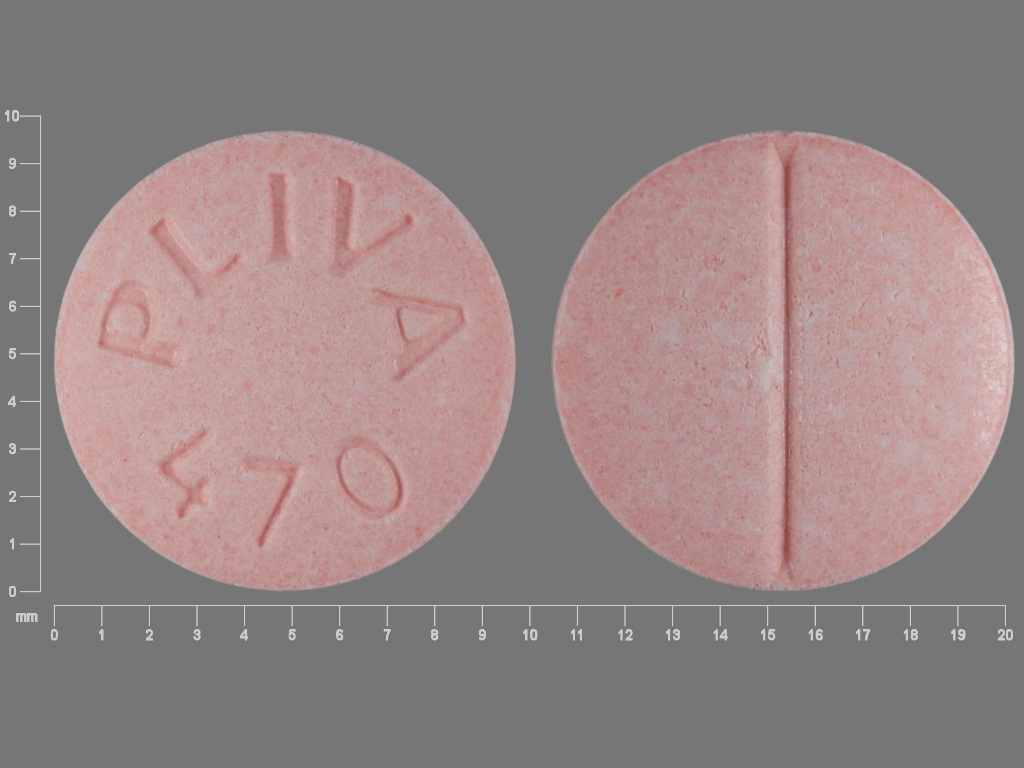 Pink Round pill with imprint PLIVA;470 — Propranolol hydrochloride 60 mg (view 2)