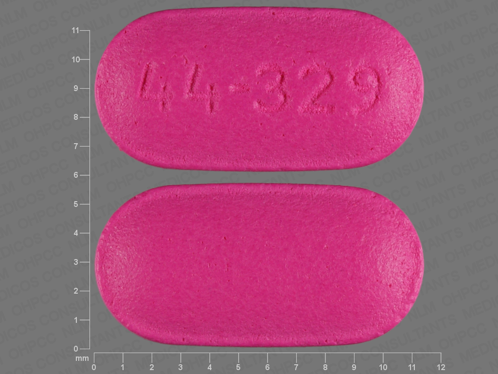 Pink Oval pill with imprint 44;329 — Diphenhydramine hydrochloride 25 mg (view 2)