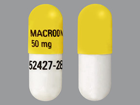 Yellow;white Capsule pill with imprint MACRODANTIN;50;mg;52427;287 — Nitrofurantoin macrocrystals Nitrofurantoin 50 mg; (view 2)