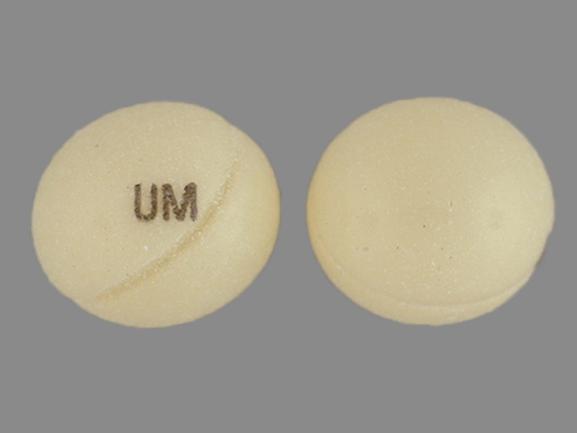 Brown Round pill with imprint UM — Marinol Dronabinol 5 mg; (view 5)