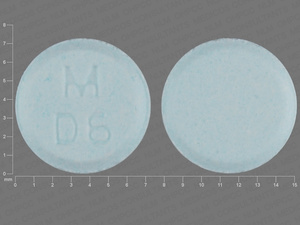 Blue Round pill with imprint M;D6 — Dicyclomine hydrochloride Dicyclomine hydrochloride 20 mg; (view 3)