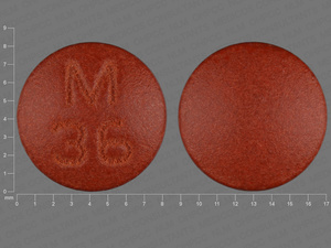 Brown Round pill with imprint M;36 — Amitriptyline hydrochloride Amitriptyline hydrochloride 50 mg; (view 3)