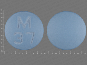 Blue Round pill with imprint M;37 — Amitriptyline hydrochloride 75 mg (view 3)