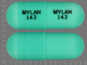 Green Capsule pill with imprint MYLAN;143;MYLAN;143 — Indomethacin 25 mg (view 2)