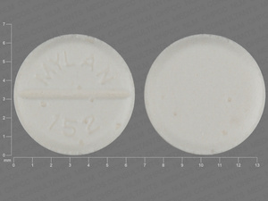 White Round pill with imprint MYLAN;152 — Clonidine hydrochloride Clonidine hydrochloride 0.1 mg; (view 4)
