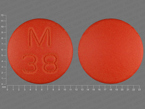 Orange Round pill with imprint M;38 — Amitriptyline hydrochloride Amitriptyline hydrochloride 100 mg; (view 3)