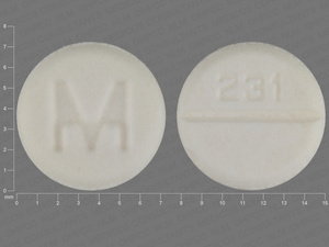 White Round pill with imprint M;231 — Atenolol Atenolol 50 mg; (view 3)