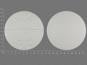 White Round pill with imprint MYLAN;G2 — Glipizide 10 mg (view 3)