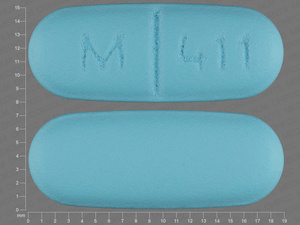 Blue Oval pill with imprint M;411 — Verapamil hydrochloride Verapamil hydrochloride 240 mg; (view 7)