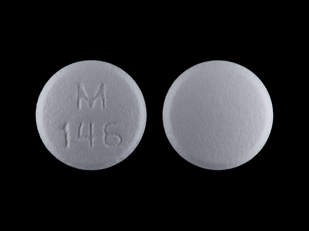 White Round pill with imprint M;146 — Spironolactone 25 mg (view 3)