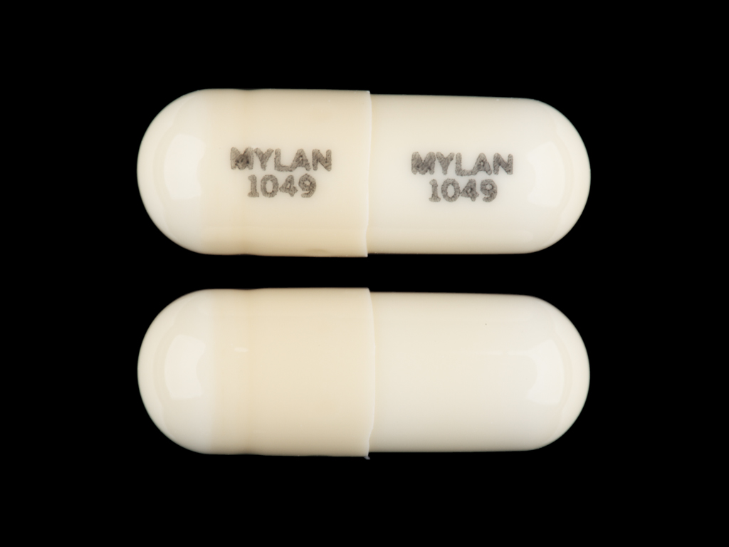 White Capsule pill with imprint MYLAN;1049 — Doxepin hydrochloride Doxepin hydrochloride 10 mg; (view 2)