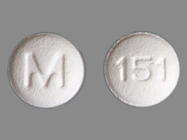 White Round pill with imprint M;151 — Finasteride Finasteride 5 mg; (view 2)