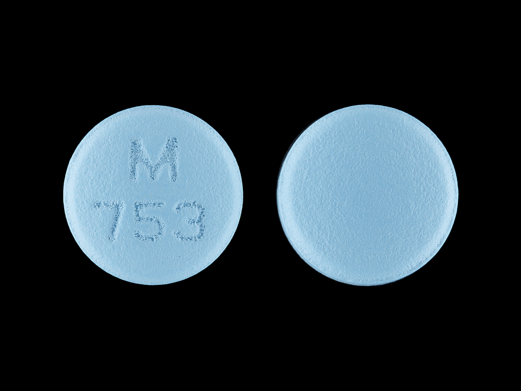 Blue Round pill with imprint M;753 — Fexofenadine hydrochloride 60 mg (view 3)