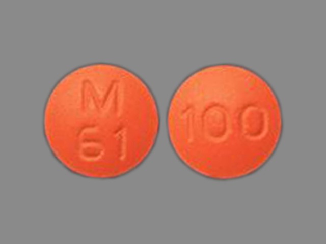 Orange Round pill with imprint M;61;100 — Thioridazine hydrochloride Thioridazine hydrochloride 100 mg; (view 2)