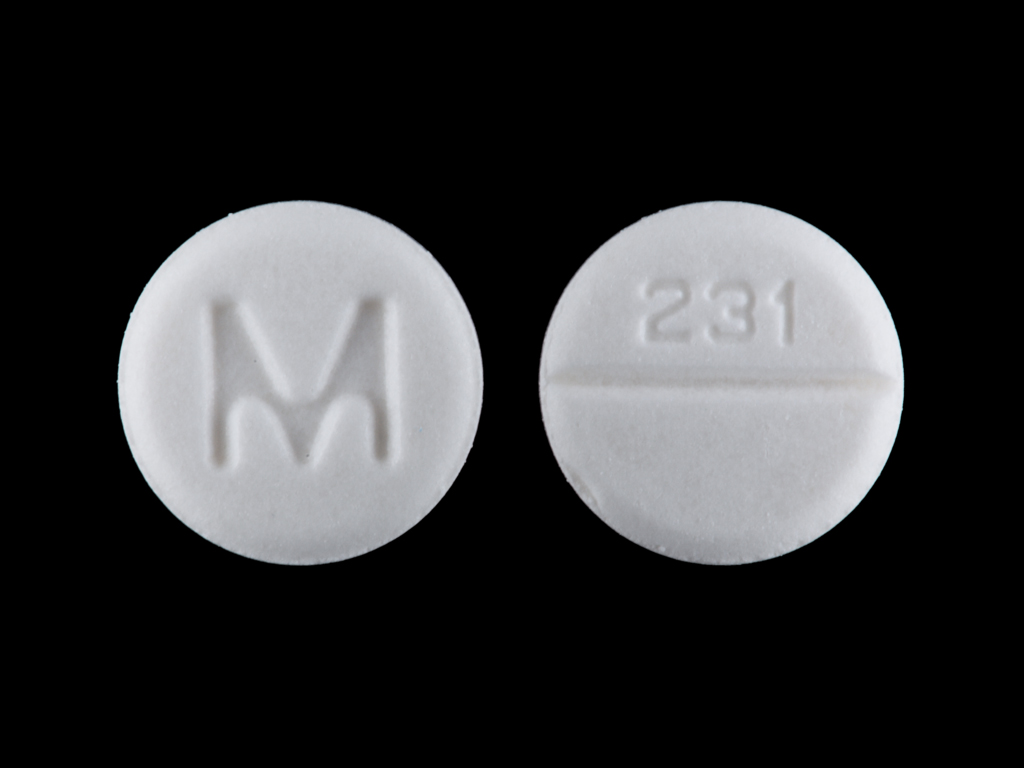 White Round pill with imprint M;231 — Atenolol Atenolol 50 mg; (view 4)
