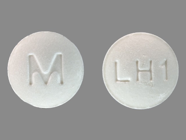 White Round pill with imprint LH1;M — Lisinopril and hydrochlorothiazide Lisinopril 10 mg;hydrochlorothiazide 12.5 mg; (view 2)