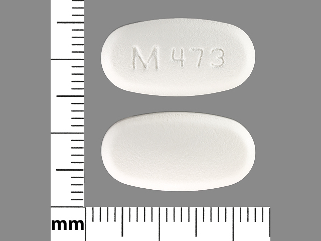 White Oval pill with imprint M;473 — Divalproex sodium 500 mg (view 4)