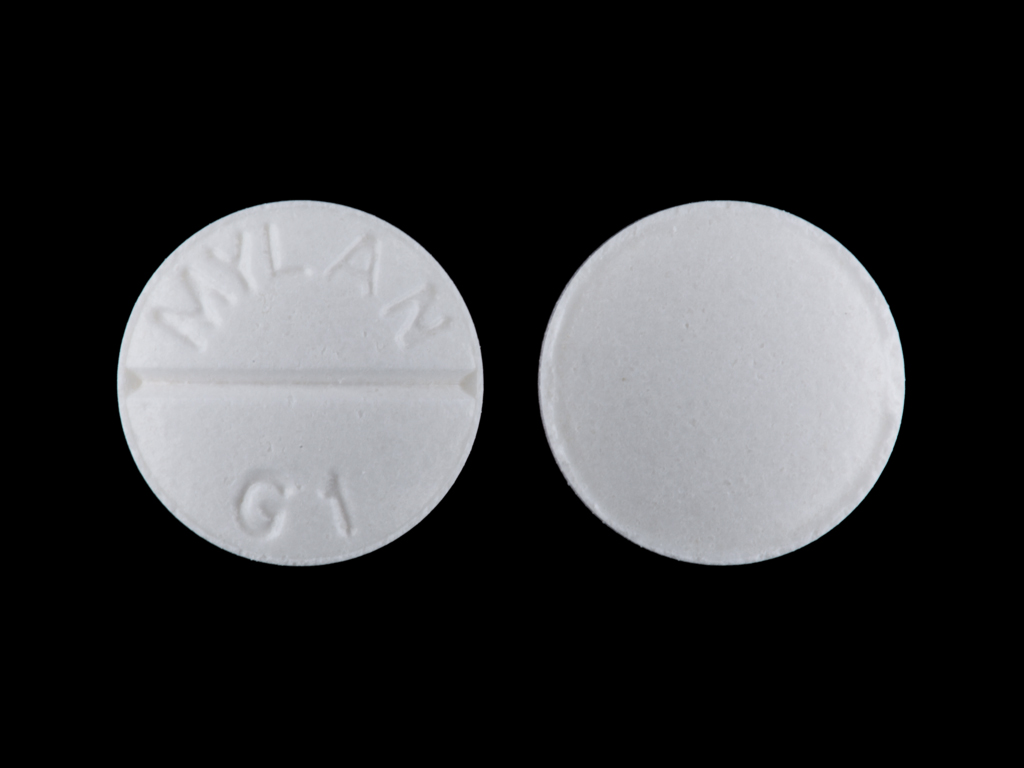 White Round pill with imprint MYLAN;G1 — Glipizide Glipizide 5 mg; (view 4)