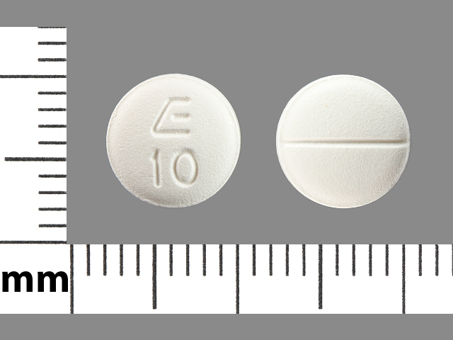 White Round pill with imprint E10 — Labetalol HCl Labetalol hydrochloride 100 mg; (view 2)