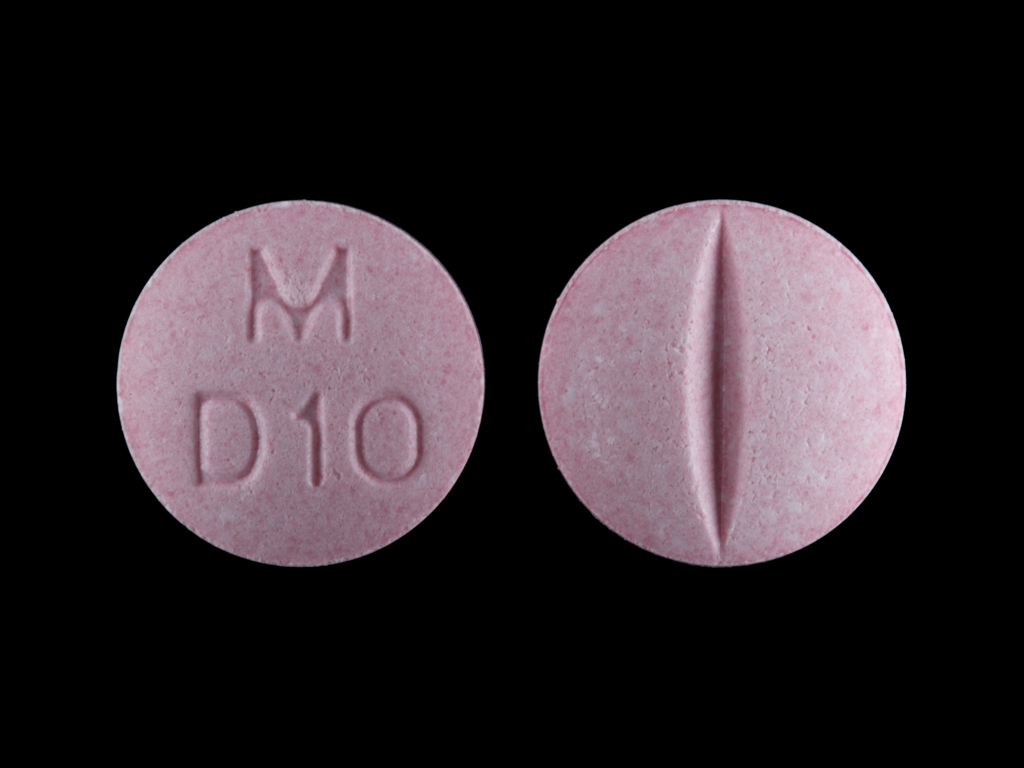 Pink Round pill with imprint M;D10 — Doxazosin Doxazosin mesylate 2 mg; (view 3)